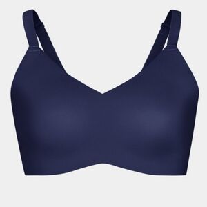 KNIX Padded V-Neck Bra Size 7 Thin Strap Stretch Wireless Midnight Blue NWT